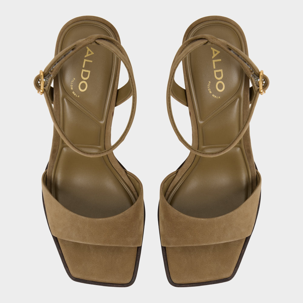 Platform Lothon in Other Green - Strappy heeled sandal