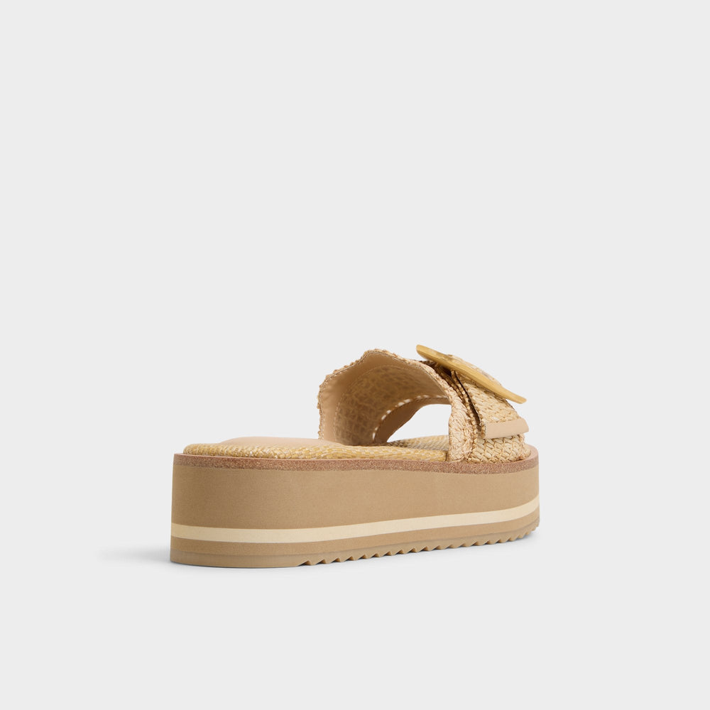 Wavynelly Light Beige Women's Flats - Slide sandal Platform