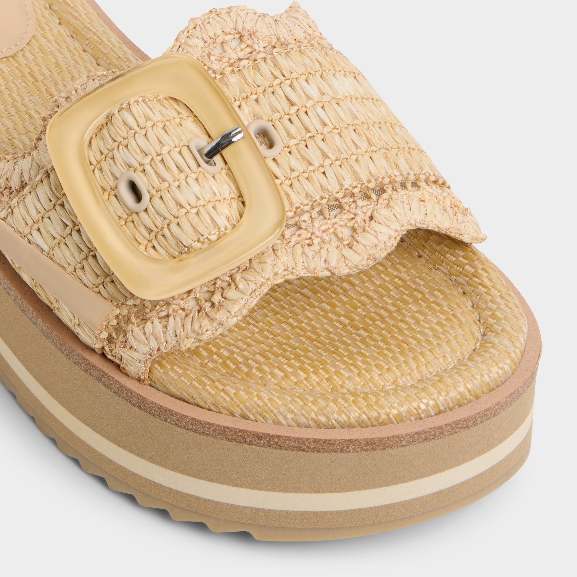 Wavynelly Light Beige Women's Flats - Slide sandal Platform