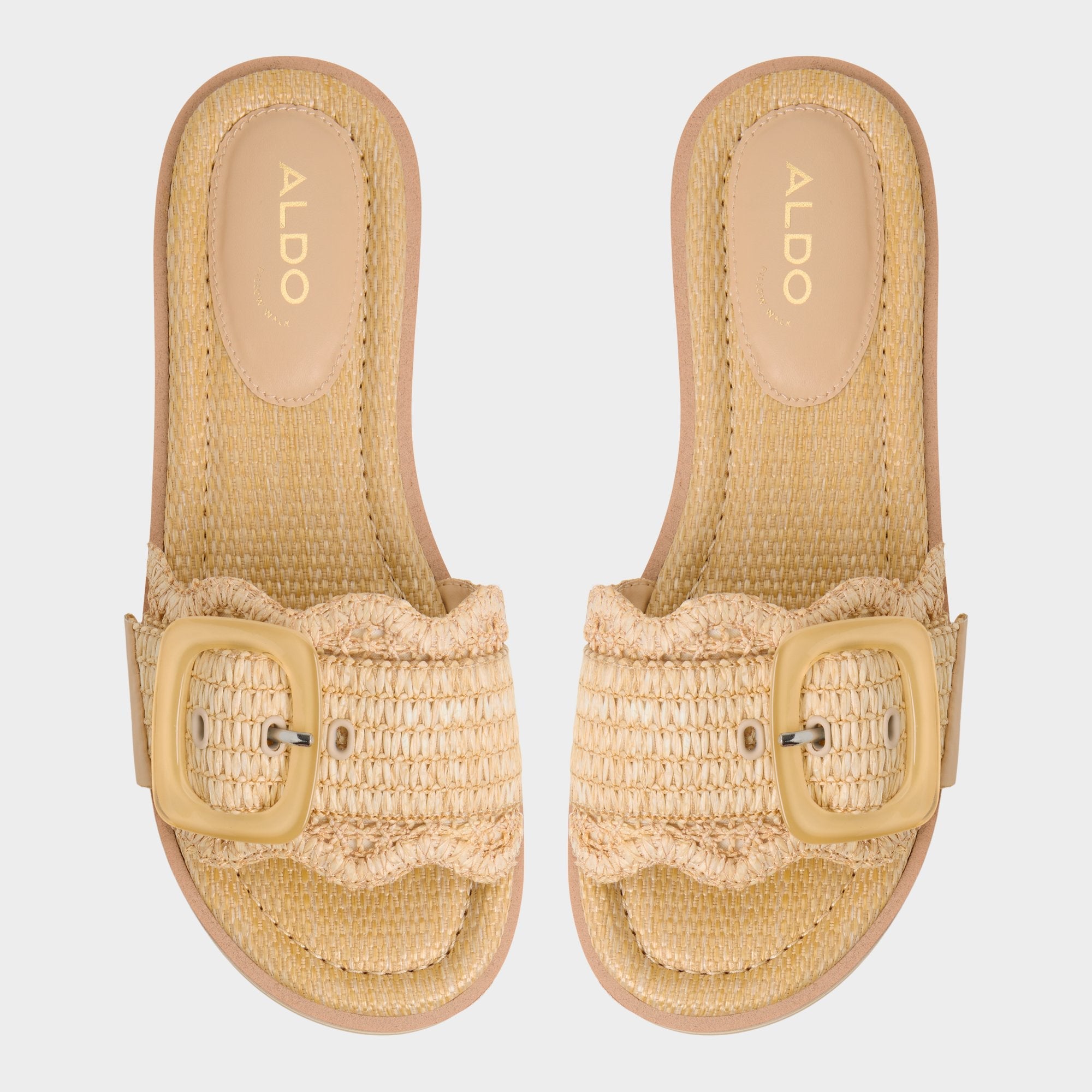 Wavynelly Light Beige Women's Flats - Slide sandal Platform