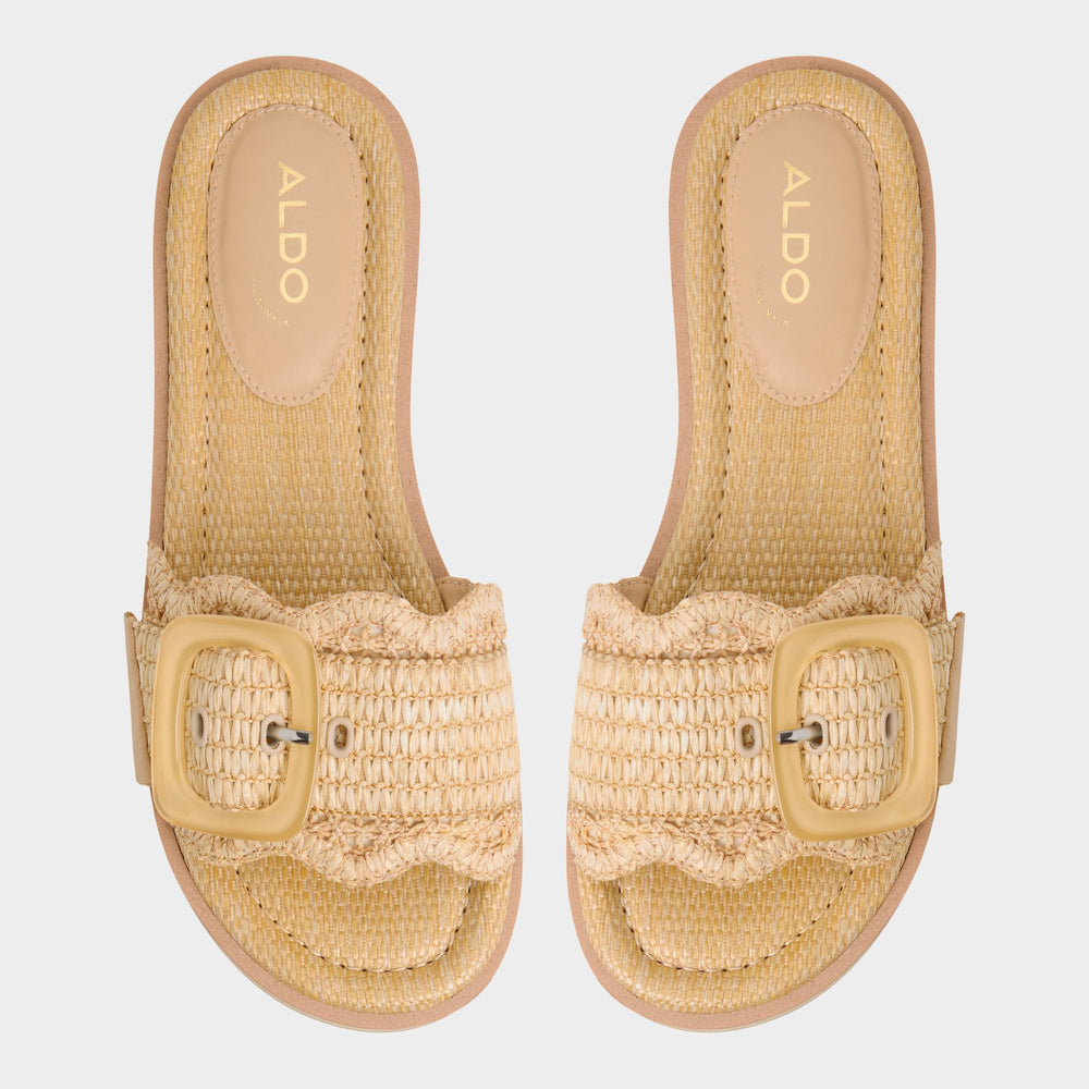 Wavynelly Light Beige Women's Flats - Slide sandal Platform