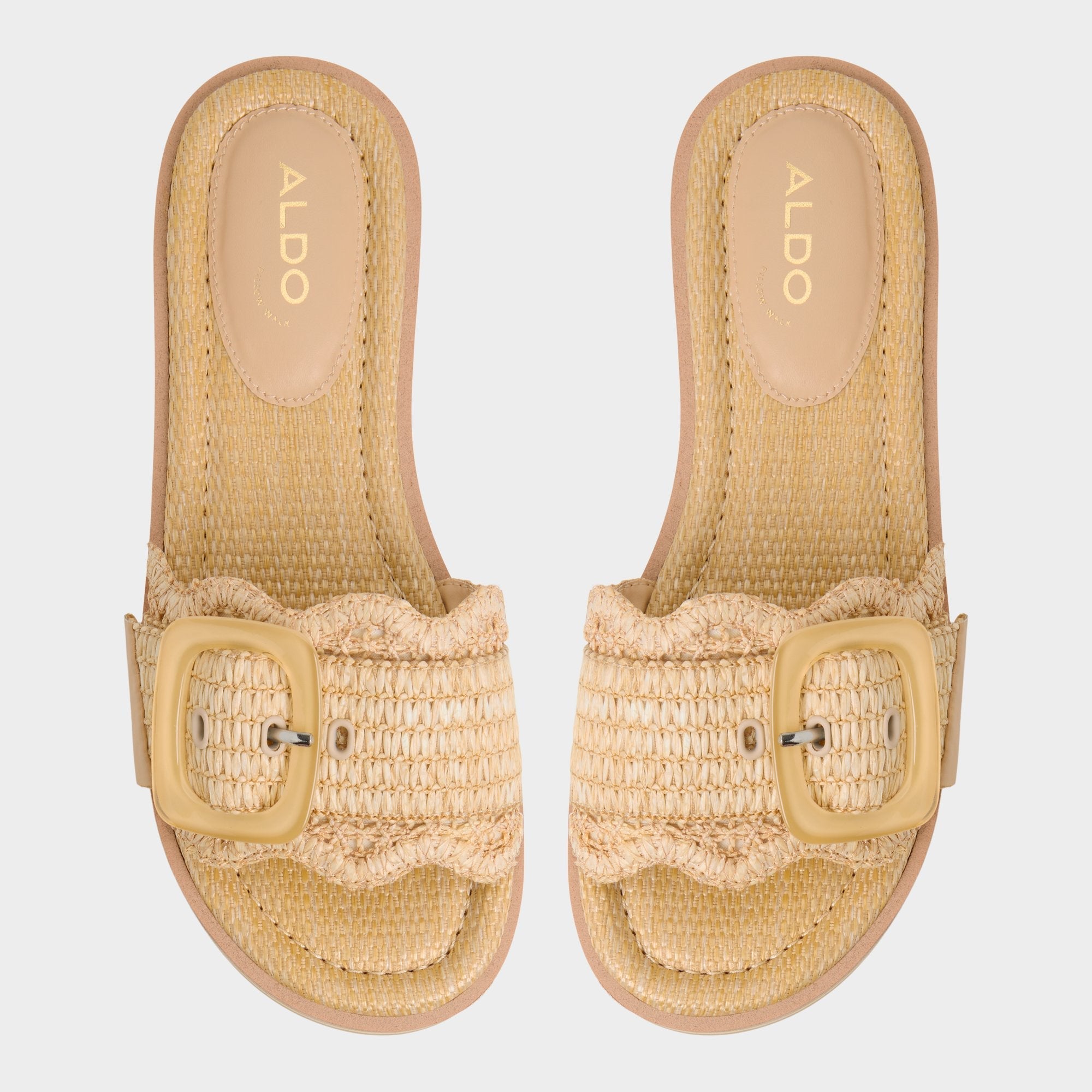 Wavynelly Light Beige Women's Flats - Slide sandal Platform