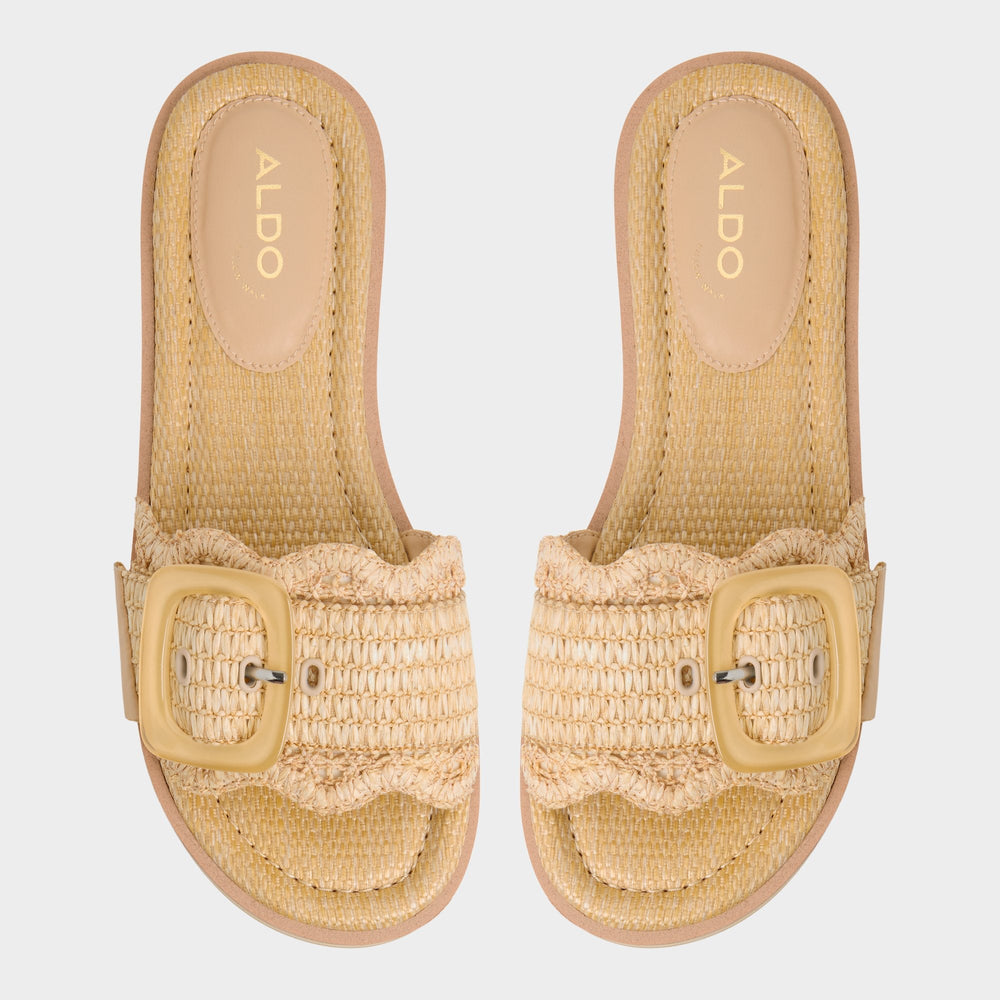 Wavynelly Light Beige Women's Flats - Slide sandal Platform