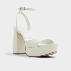 Valoria White Women's Platform sandals - Strappy heeled sandal
