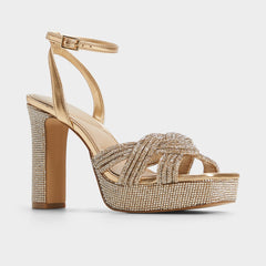 Shimma Gold Women's Iridescent metallics - Strappy heeled sandal Platform