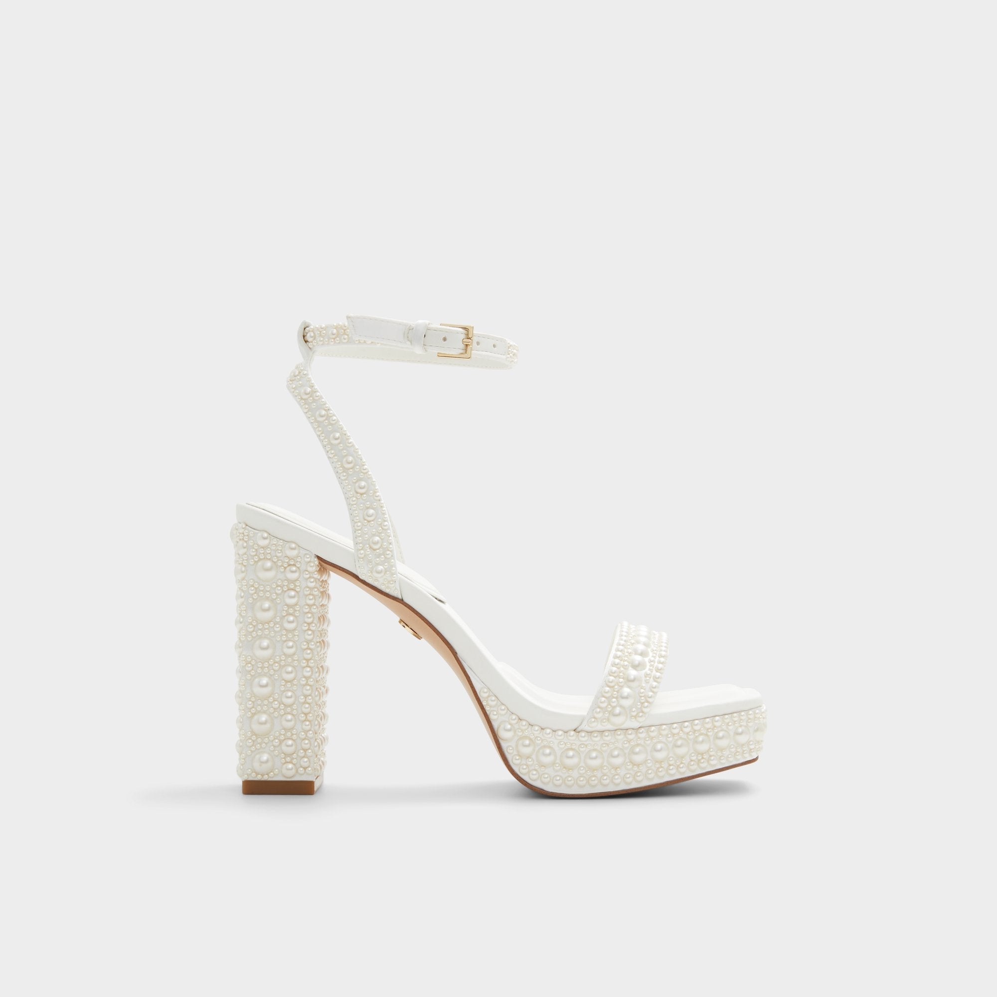 Lulu White Women's Strappy sandals - Strappy heeled sandal Block heel