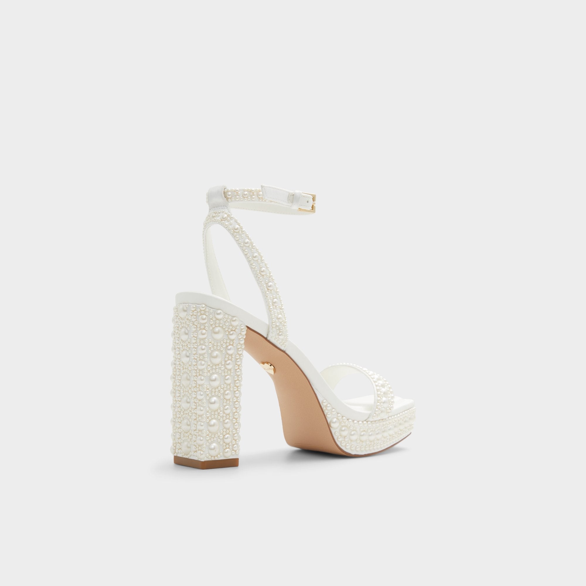 Lulu White Women's Strappy sandals - Strappy heeled sandal Block heel