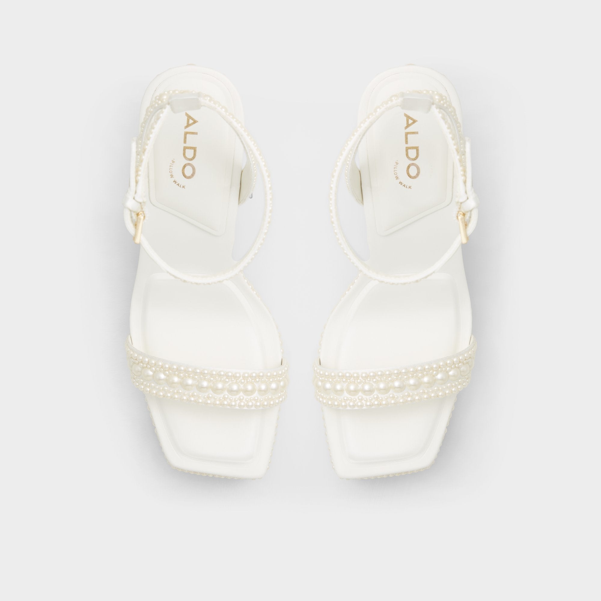 Lulu White Women's Strappy sandals - Strappy heeled sandal Block heel
