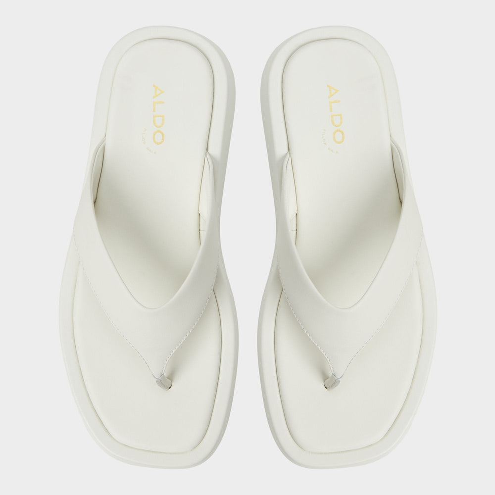 Flatform Grettle White/Bone Women's Flats - Flip flop