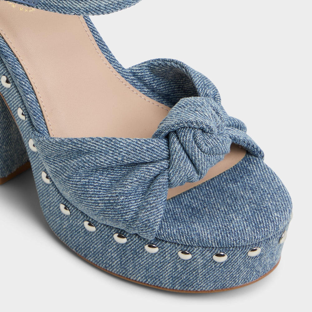 Ulialdan Blue Combo Women's Platform sandals - Strappy heeled sandal