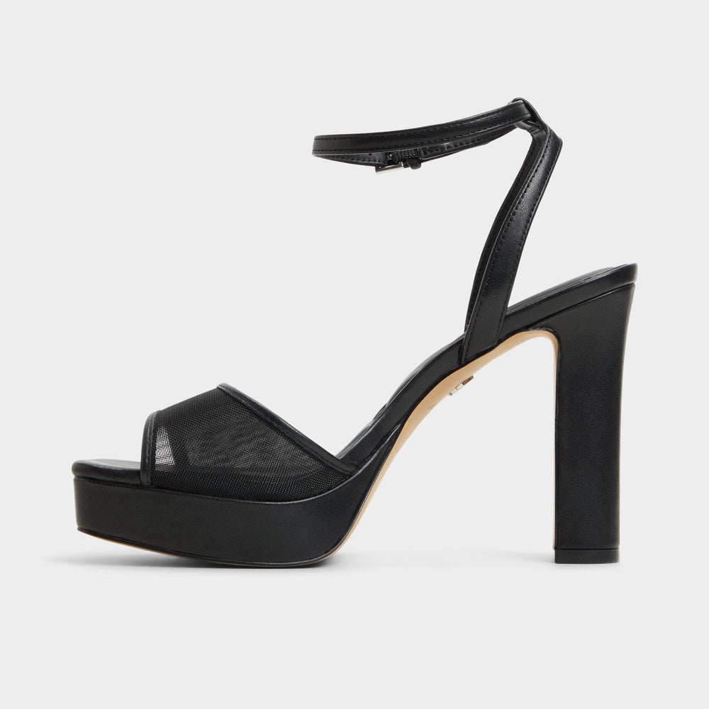 Chicglimmer Black Women's Platform sandals - Strappy heeled sandal Block heel
