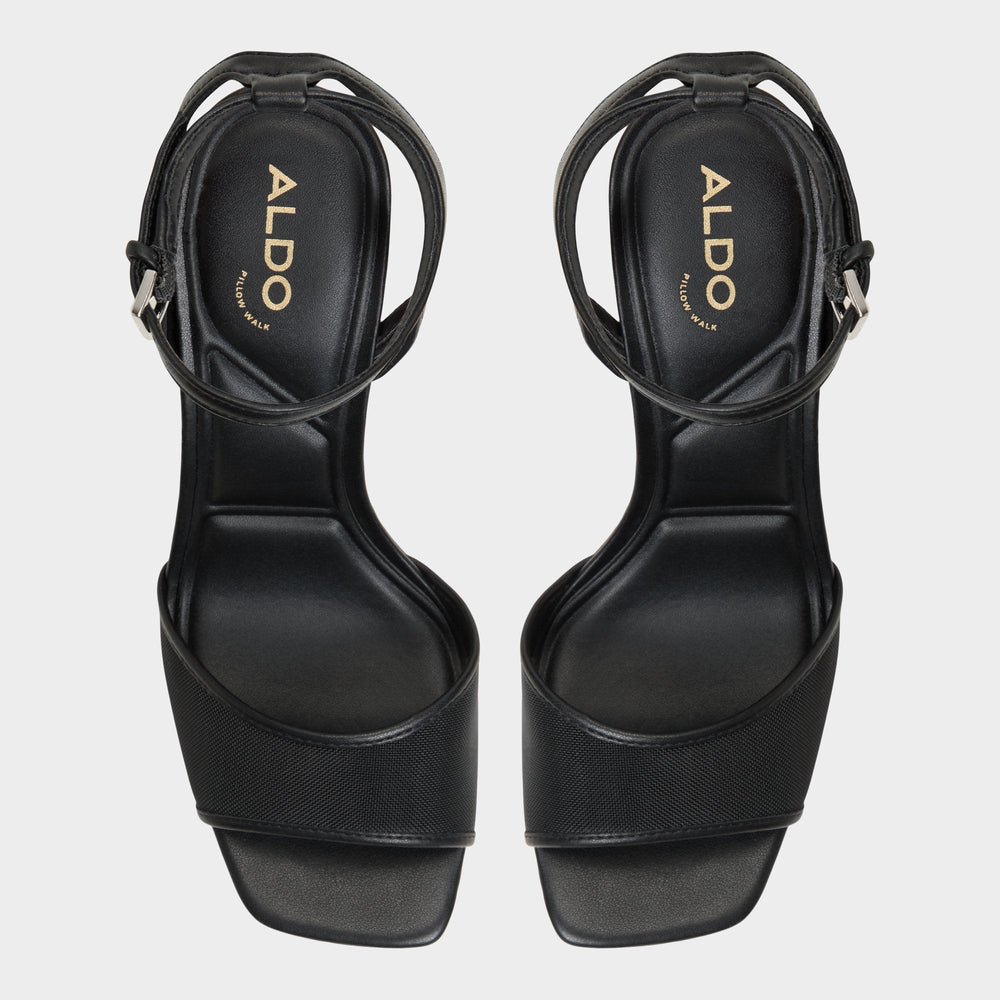 Chicglimmer Black Women's Platform sandals - Strappy heeled sandal Block heel