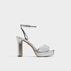 Block heel Chicglimmer Silver Women's Platform sandals - Strappy heeled sandal
