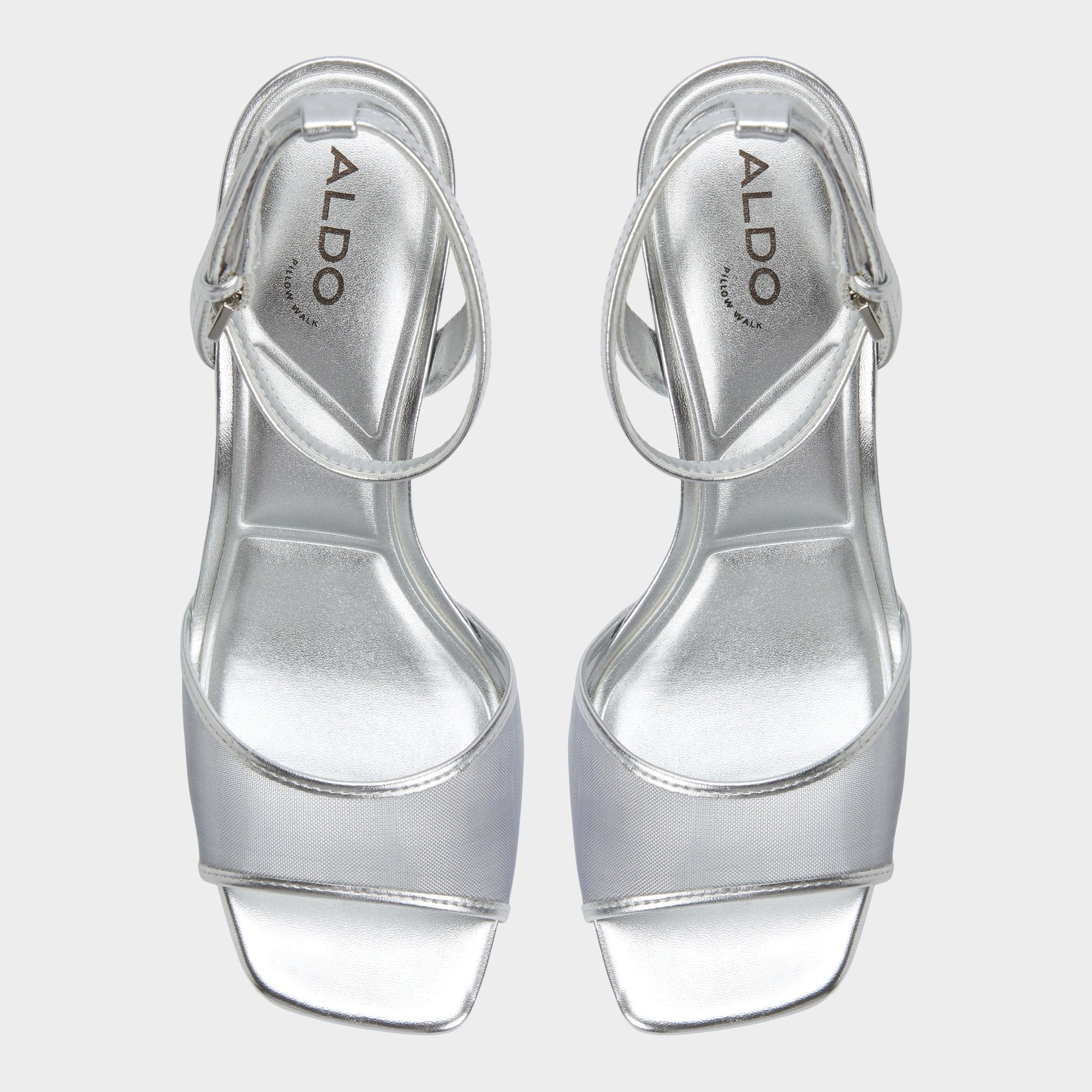 Block heel Chicglimmer Silver Women's Platform sandals - Strappy heeled sandal