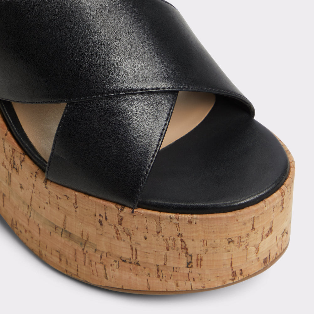 Sandcastle Black Women's Platform sandals - Strappy wedge sandal