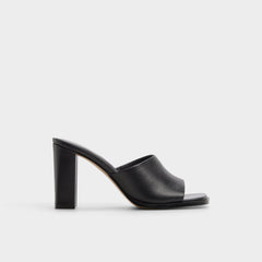 Re in Sophia Black - Heeled mule Block heel