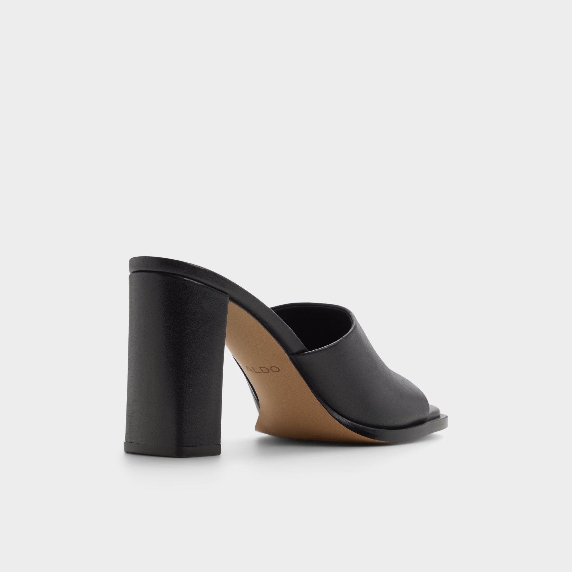 Re in Sophia Black - Heeled mule Block heel