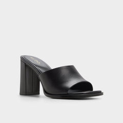 Re in Sophia Black - Heeled mule Block heel