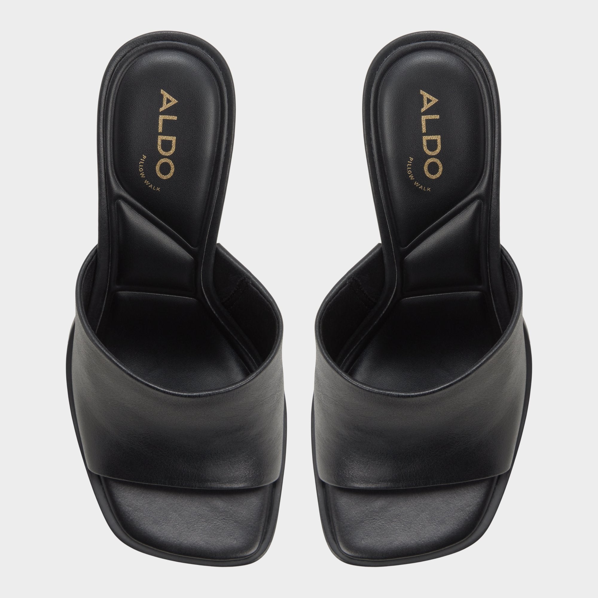 Re in Sophia Black - Heeled mule Block heel