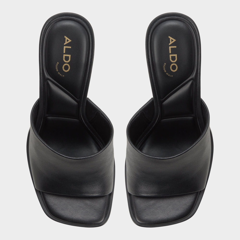 Re in Sophia Black - Heeled mule Block heel