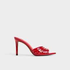 Stiletto heel Lovemule in Medium Red - Heeled mule