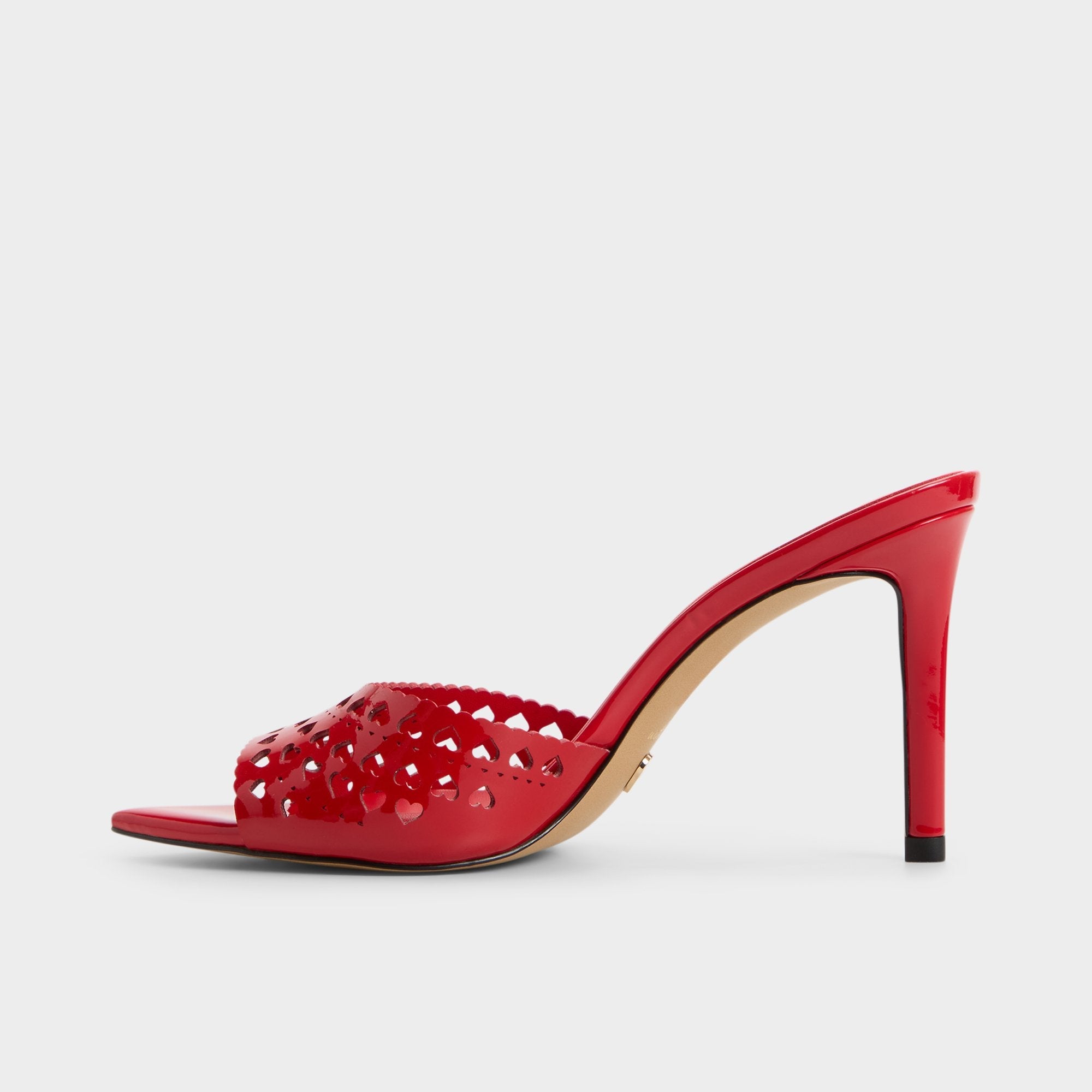 Stiletto heel Lovemule in Medium Red - Heeled mule
