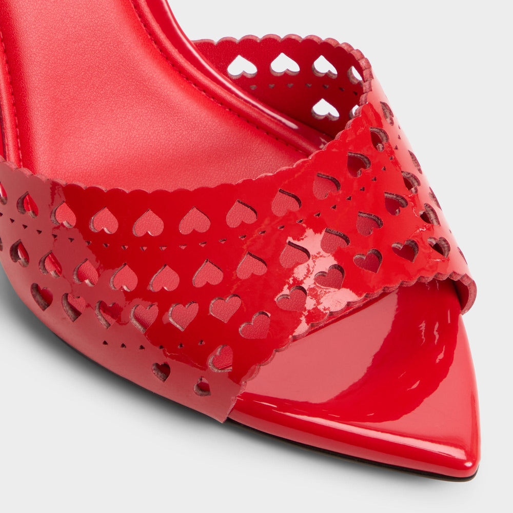 Stiletto heel Lovemule in Medium Red - Heeled mule