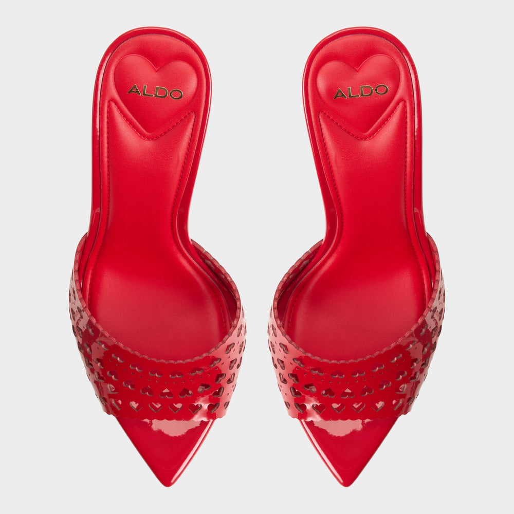 Stiletto heel Lovemule in Medium Red - Heeled mule