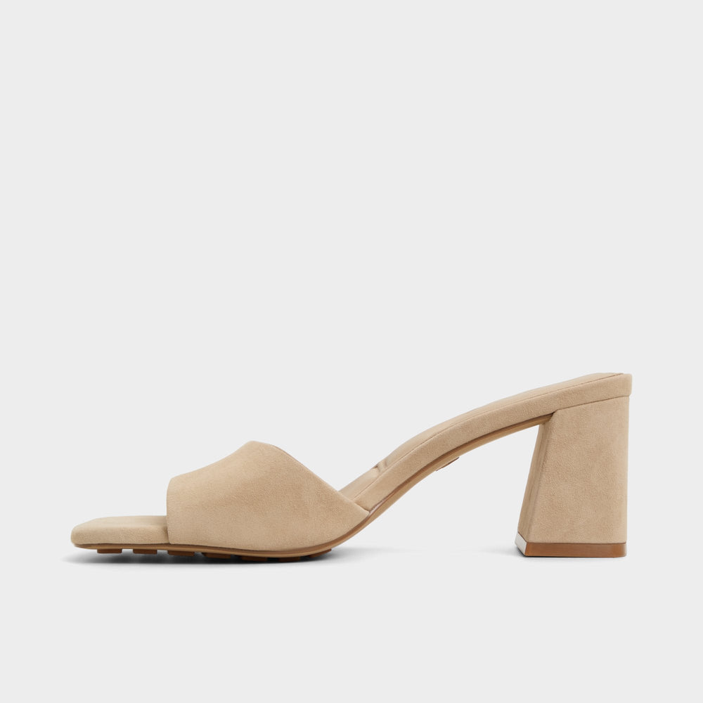 Tisha Beige Women's Heeled mules - Heeled mule Block heel