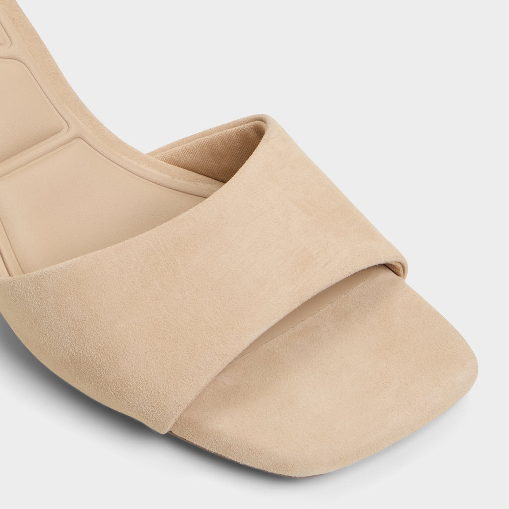 Tisha Beige Women's Heeled mules - Heeled mule Block heel
