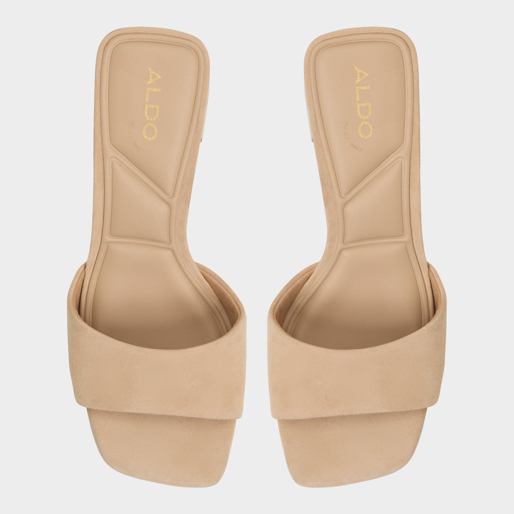 Tisha Beige Women's Heeled mules - Heeled mule Block heel