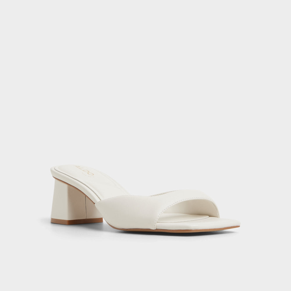 Aneky in White Bone - Heeled mule Block heel