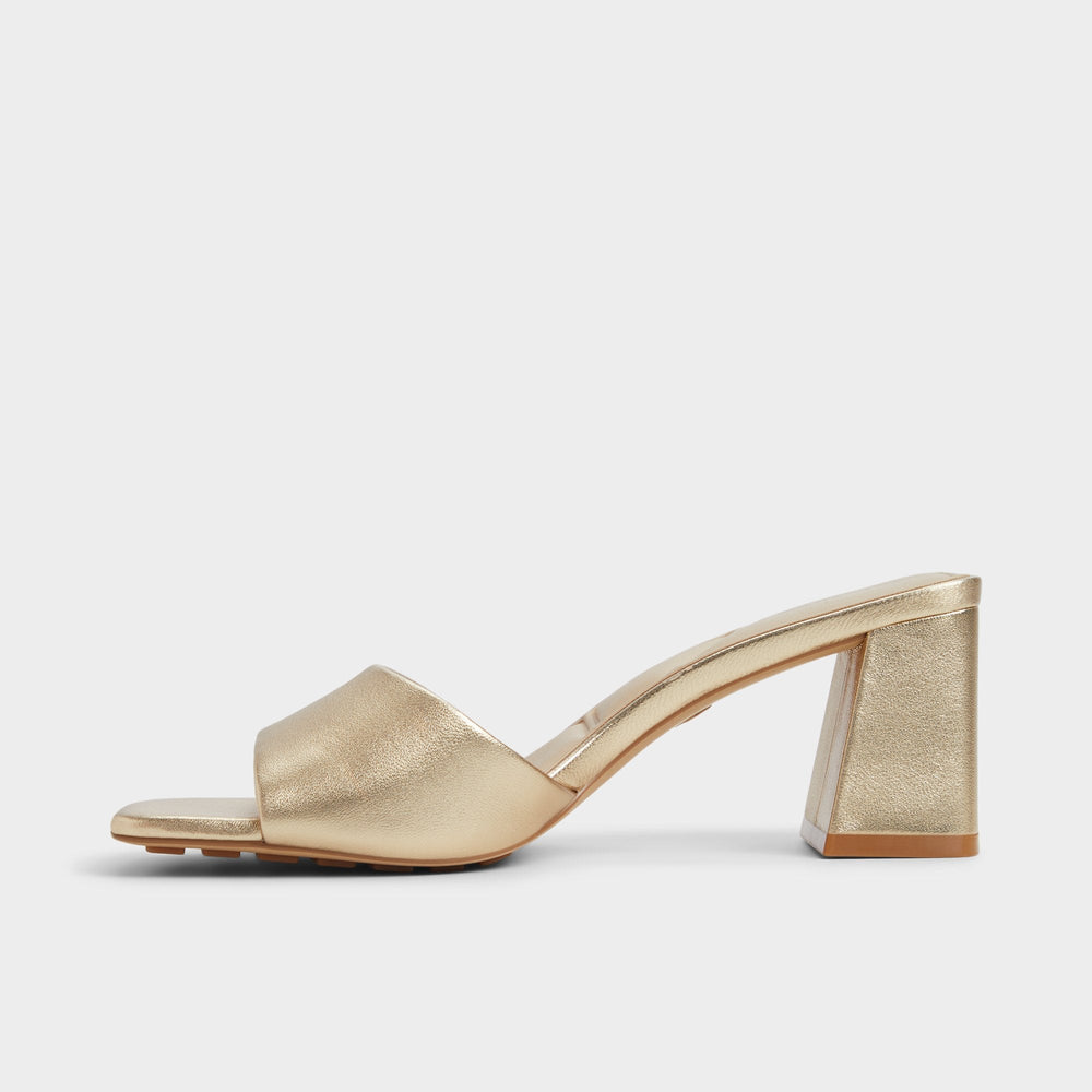 Tisha Gold Women's Heeled mules - Heeled mule Block heel