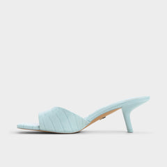 Enchanting Pastel Blue Women's Heeled mules - Heeled mule Kitten heel