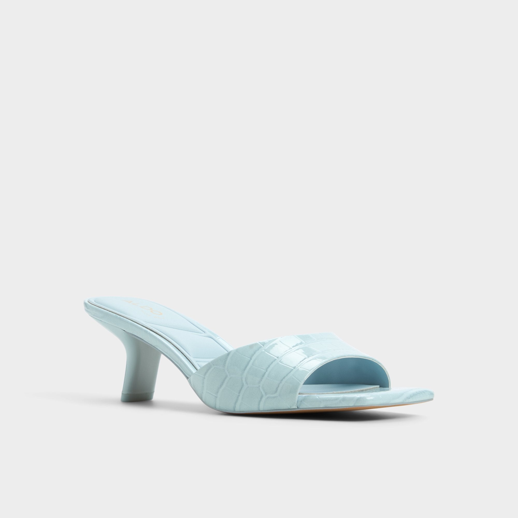 Enchanting Pastel Blue Women's Heeled mules - Heeled mule Kitten heel