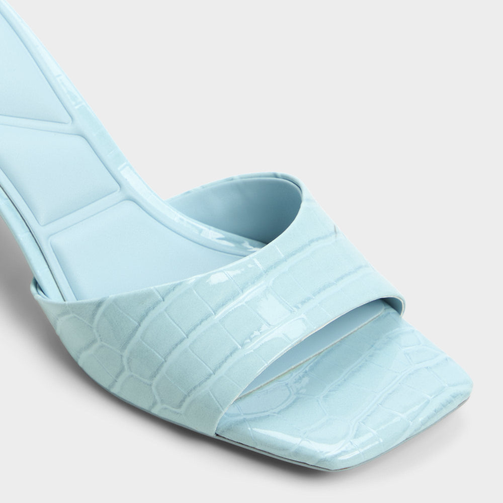 Enchanting Pastel Blue Women's Heeled mules - Heeled mule Kitten heel