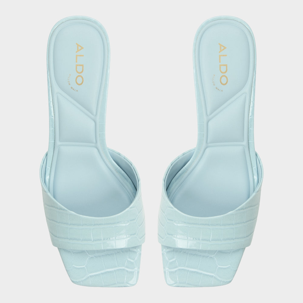 Enchanting Pastel Blue Women's Heeled mules - Heeled mule Kitten heel