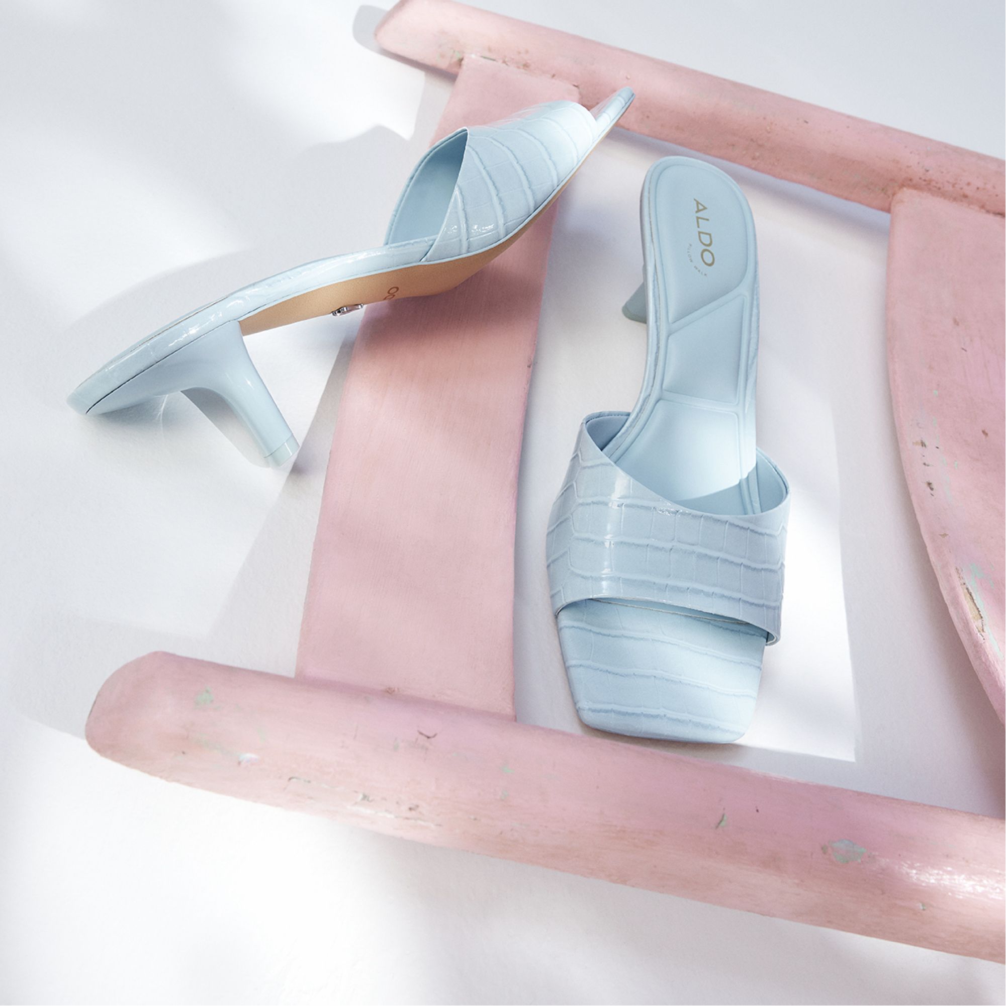 Enchanting Pastel Blue Women's Heeled mules - Heeled mule Kitten heel
