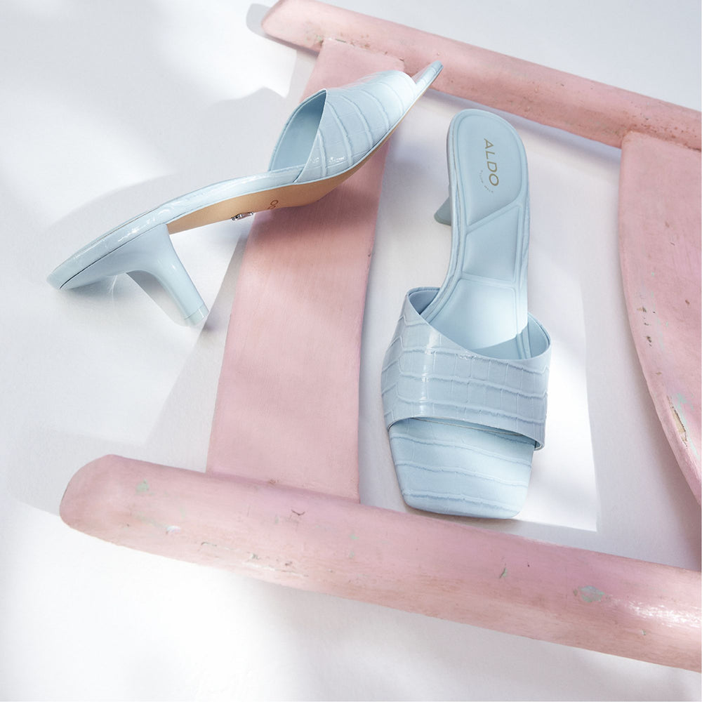 Enchanting Pastel Blue Women's Heeled mules - Heeled mule Kitten heel