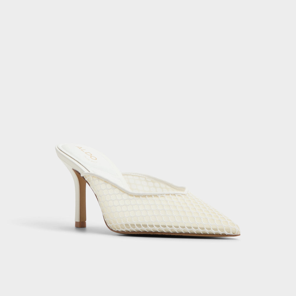 Stiletto heel Gamilia Open White Textile Mesh Women's Mesh - Heeled mule