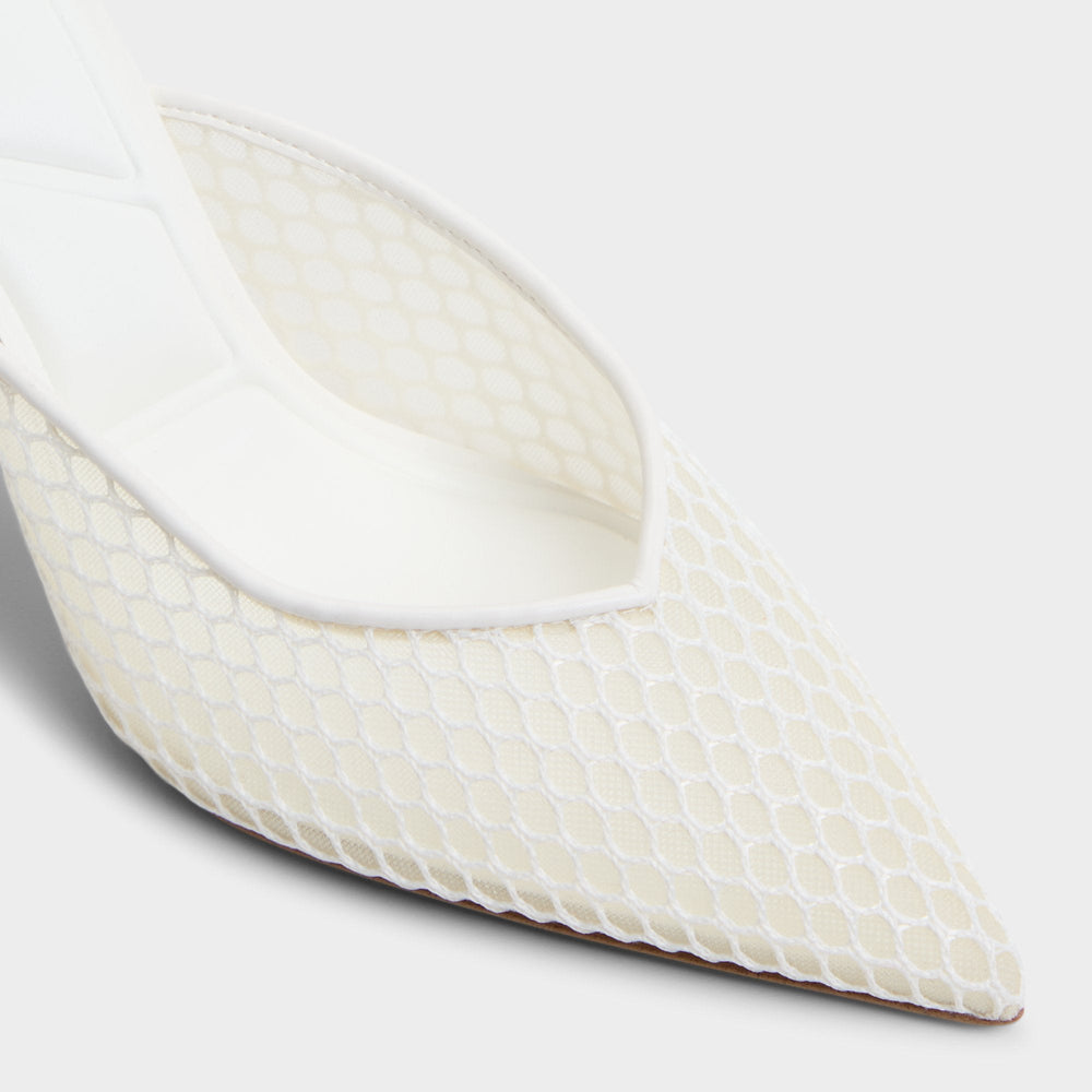Stiletto heel Gamilia Open White Textile Mesh Women's Mesh - Heeled mule