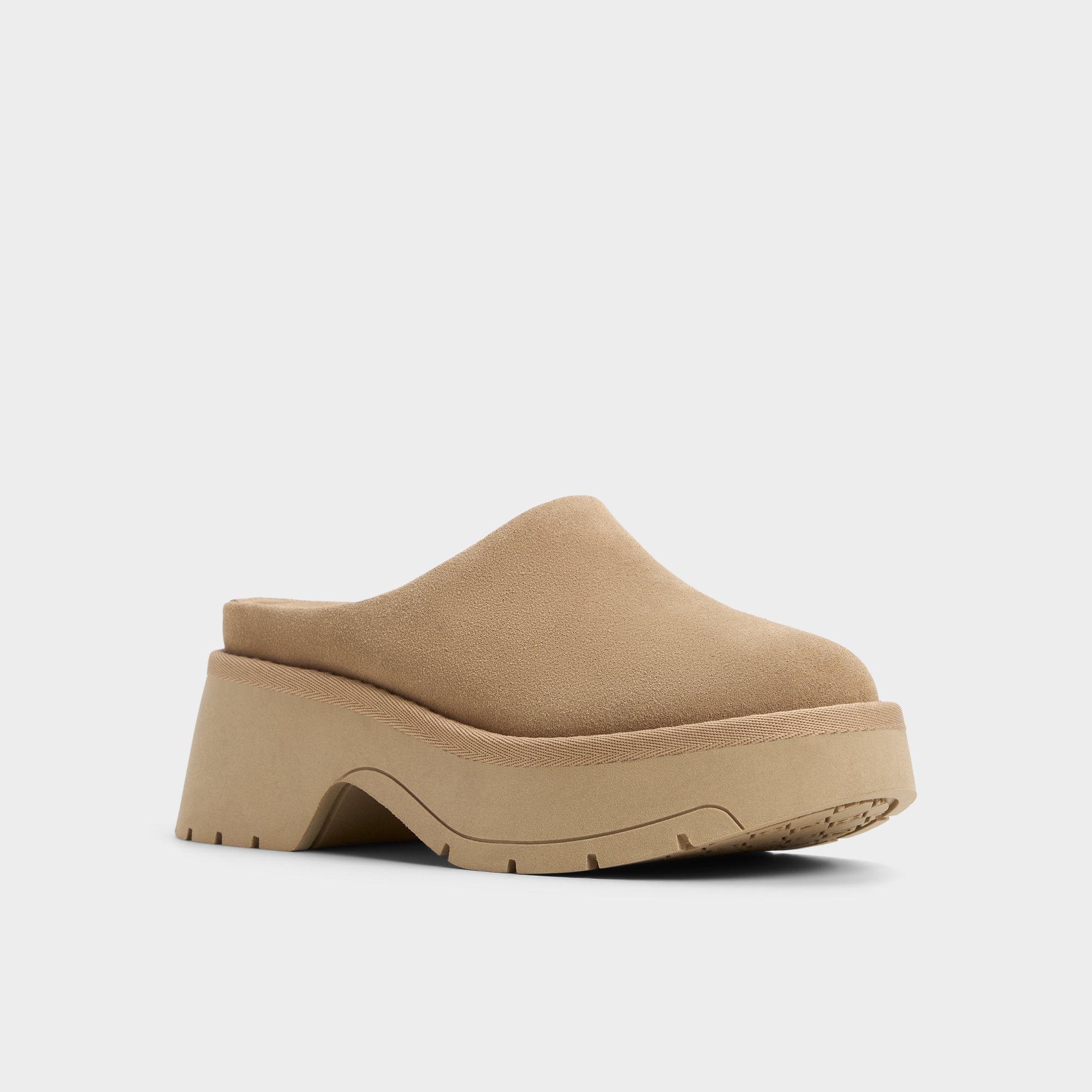 Lug sole Academia Beige Women's Cold Weather Shoes - Heeled mule