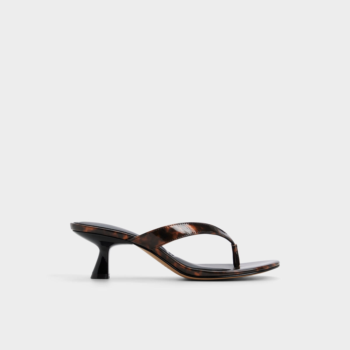 Jump in Open Brown - Heeled flip flop Kitten heel