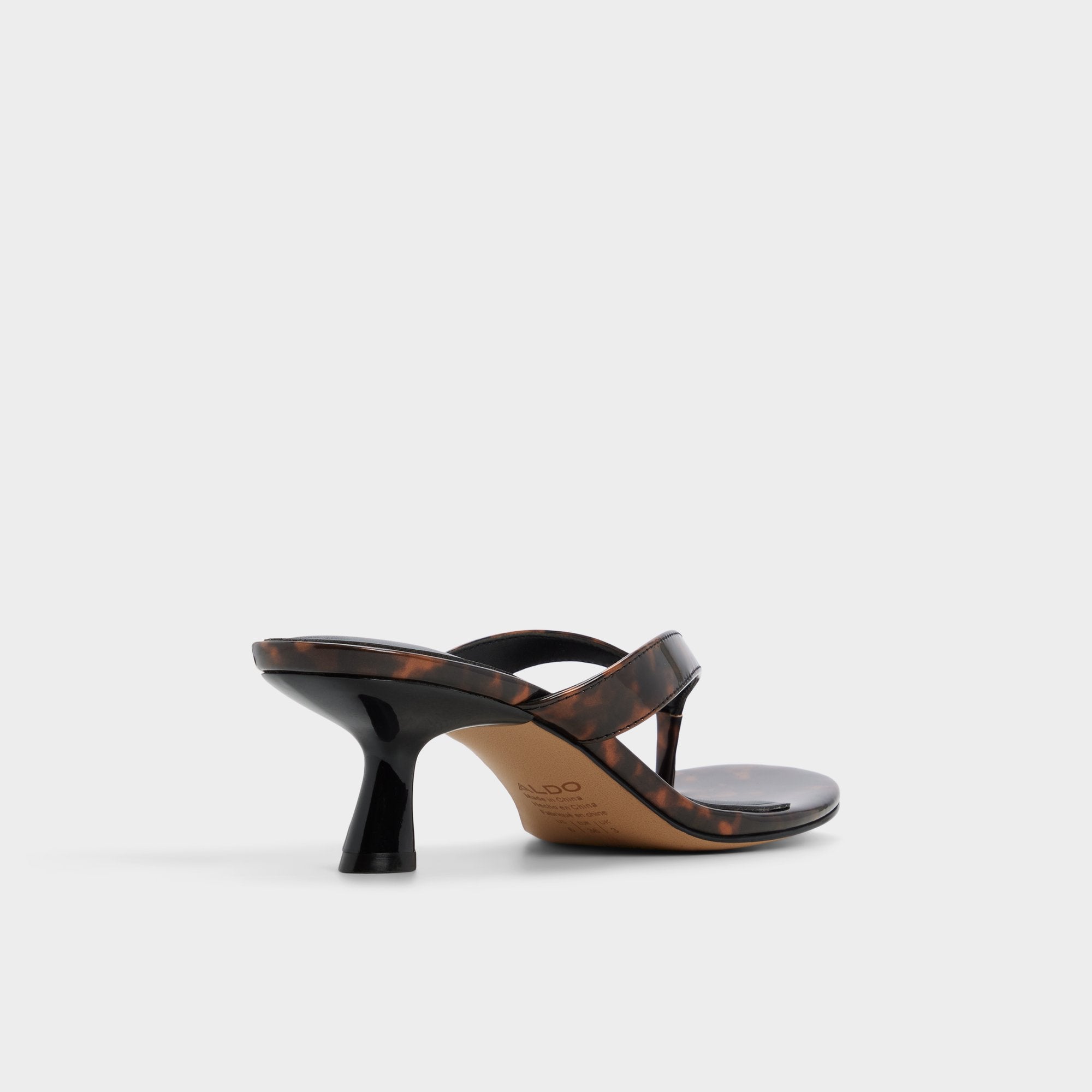 Jump in Open Brown - Heeled flip flop Kitten heel