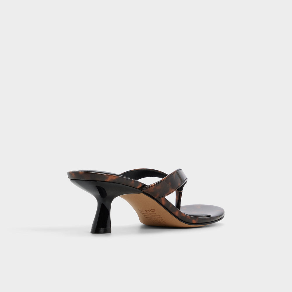 Jump in Open Brown - Heeled flip flop Kitten heel