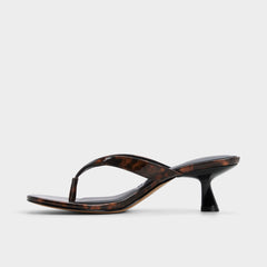 Jump in Open Brown - Heeled flip flop Kitten heel