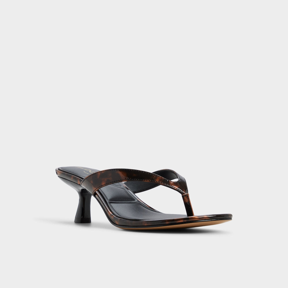 Jump in Open Brown - Heeled flip flop Kitten heel