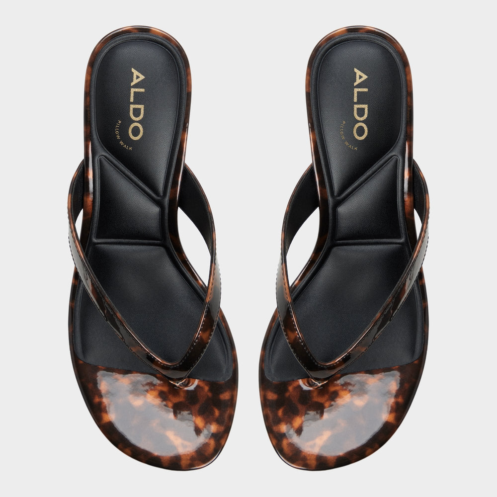 Jump in Open Brown - Heeled flip flop Kitten heel