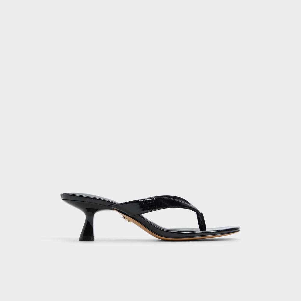 Jump Black Women's Strappy sandals - Heeled flip flop Kitten heel
