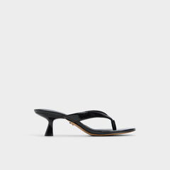 Jump Black Women's Strappy sandals - Heeled flip flop Kitten heel